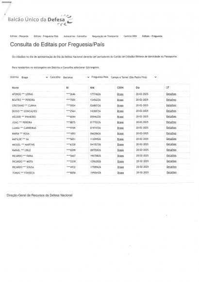 Convocação para o Dia da Defesa Nacional